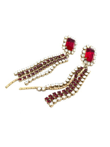 ORECCHINI CON PIETRA ROSSA E SWAROVSKI