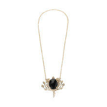 vittorio ceccoli jewelry design long necklace with blackstone and spike jewel gold antique silver